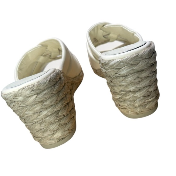 New Vince Gilian Leather Espadrille Wedge Ivory Sandals - Picture 4 of 5